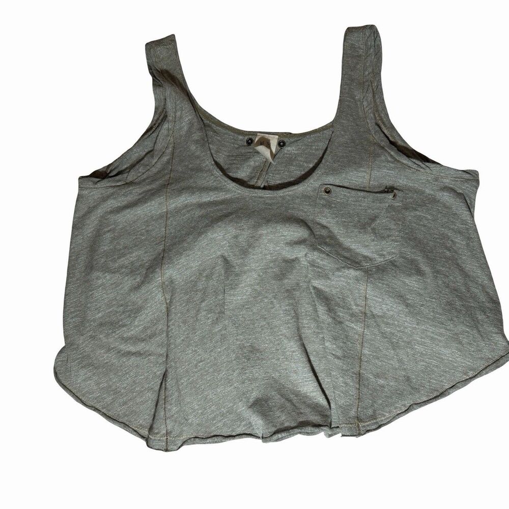 We The Free Top Women's XS Olive Green Split Back Cropped Tank Oversized Festivl